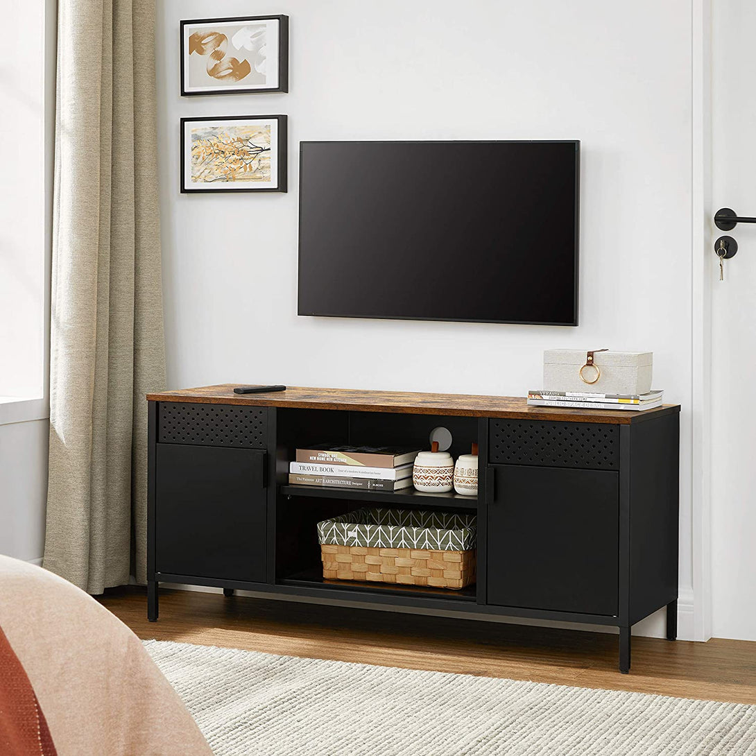 SONGMICS TV skrinka s 3 policami, 120 x 55 x 40 cm, matná čierna-Vashome.sk