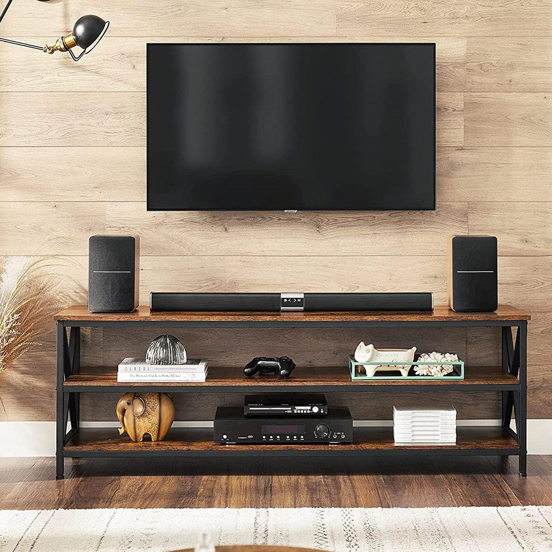 TV stolík s otvorenými priehradkami, vzpery v tvare X, 147 x 50 x 40 cm-Vashome.sk