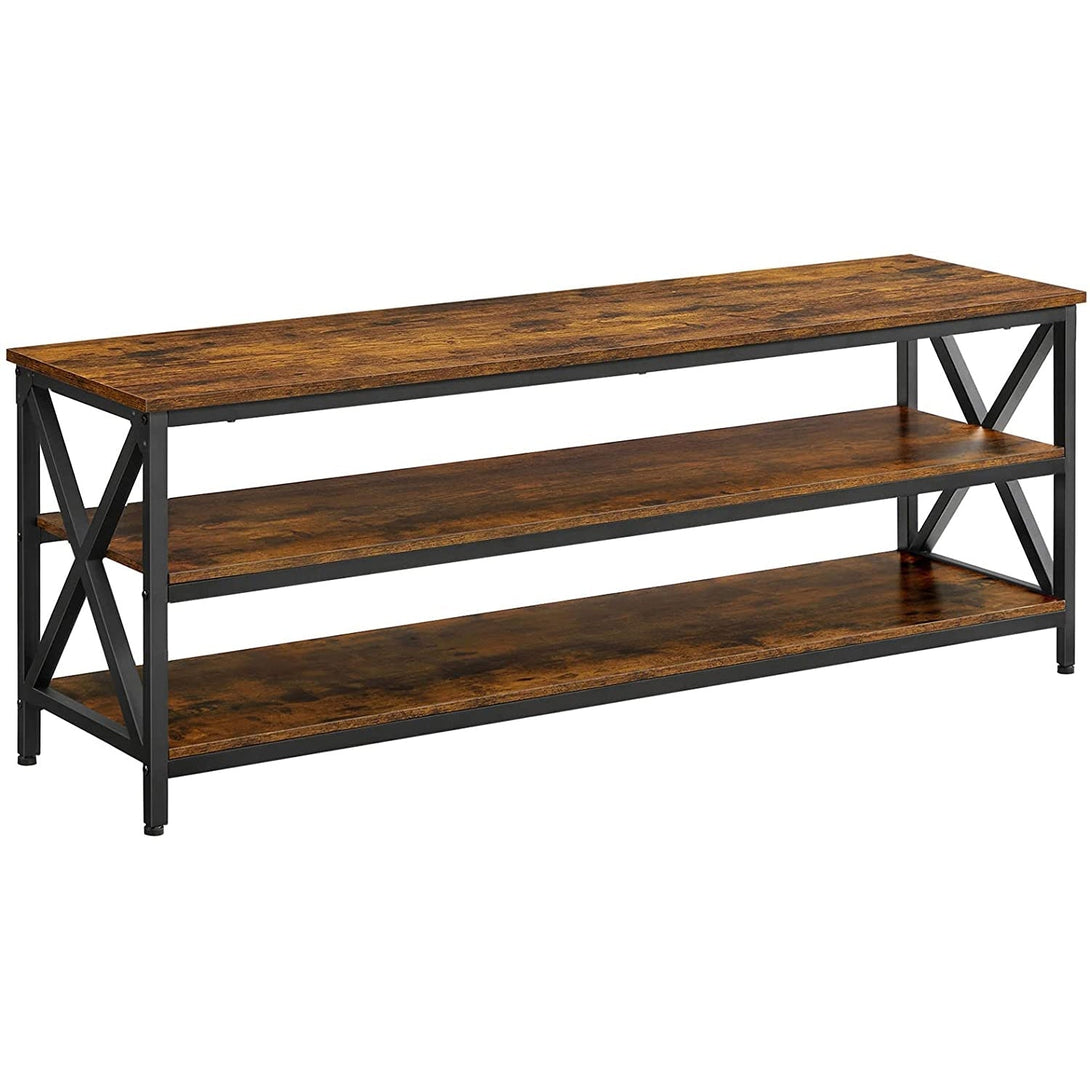 TV stolík s otvorenými priehradkami, vzpery v tvare X, 147 x 50 x 40 cm-Vashome.sk