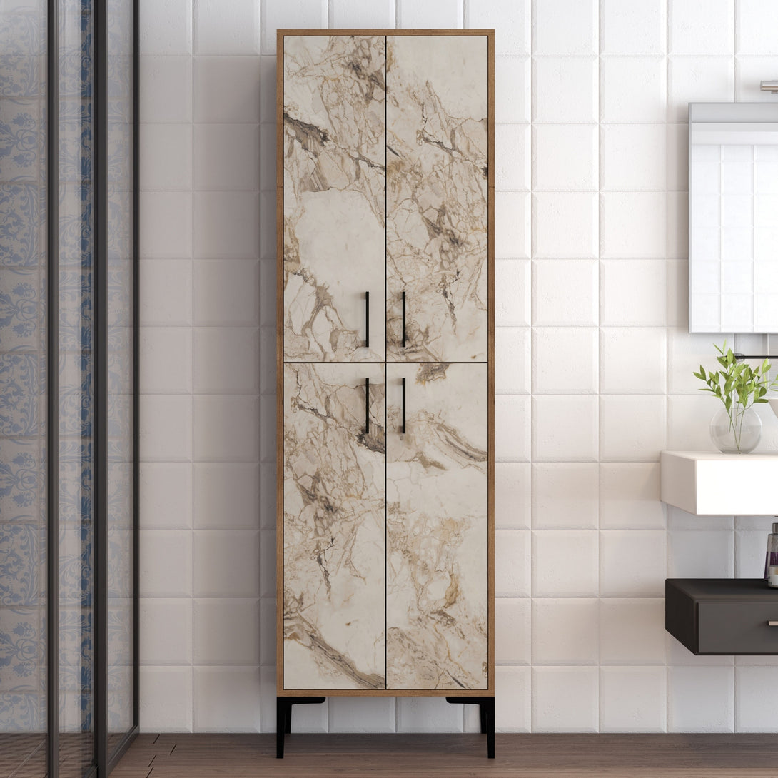 Tároló szekrény Berlin A - Walnut, White Marble-Vashome.sk