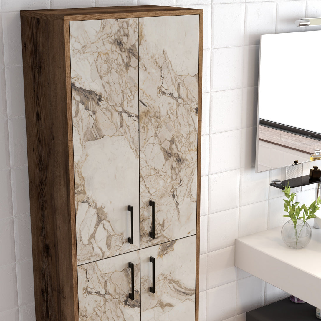 Tároló szekrény Berlin A - Walnut, White Marble-Vashome.sk