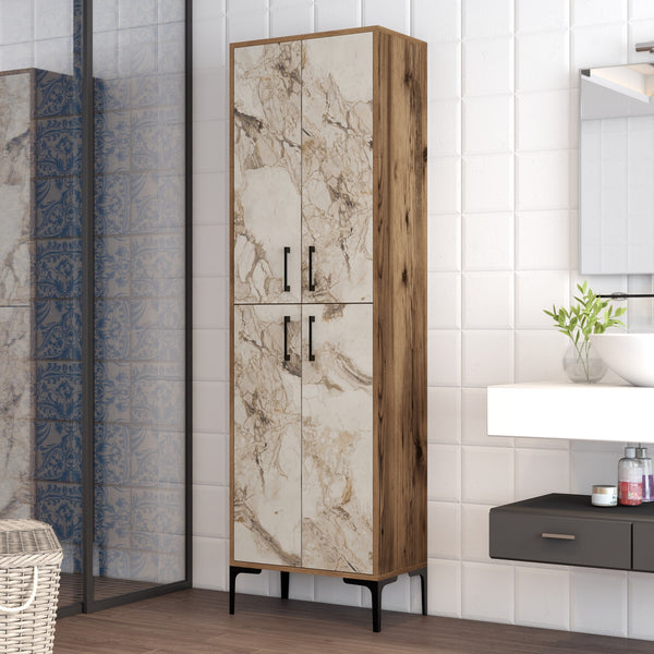 Tároló szekrény Berlin A - Walnut, White Marble-Vashome.sk
