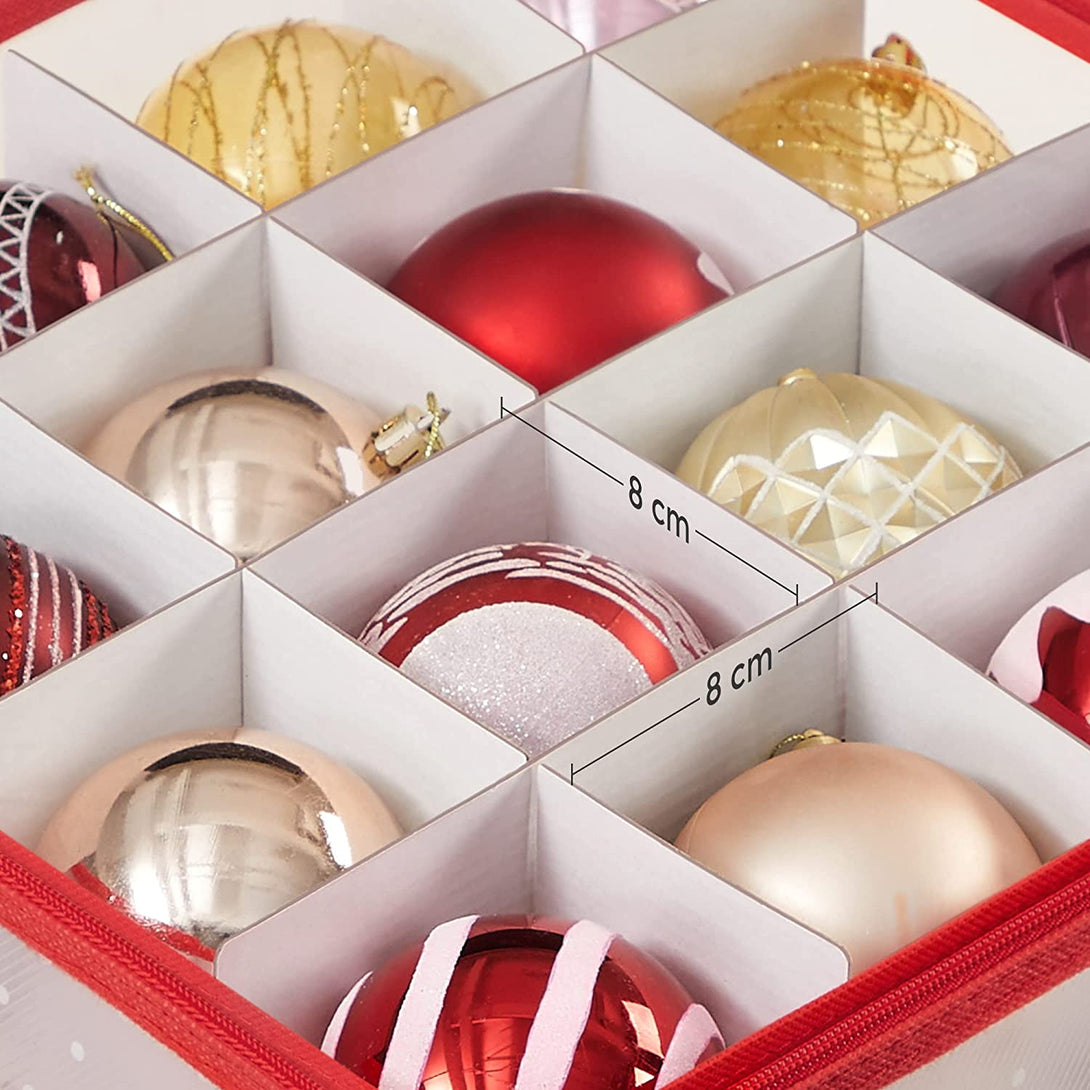 SONGMICS Úložné boxy na vianočné dekorácie, sada 2 ks, priehľadné a červené-Vashome.sk
