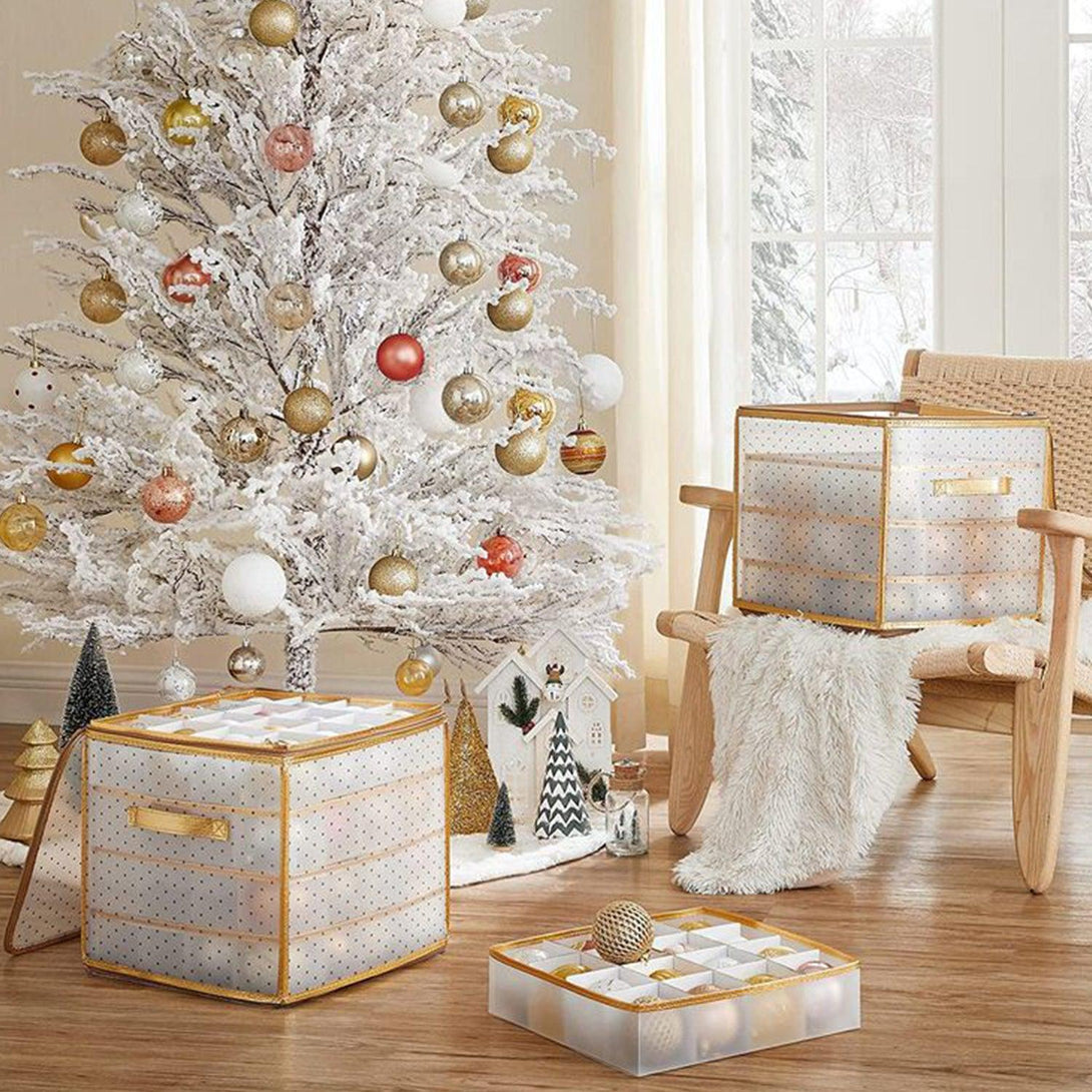SONGMICS Úložné boxy na vianočné dekorácie, sada 2 ks, priehľadné, zlaté-Vashome.sk