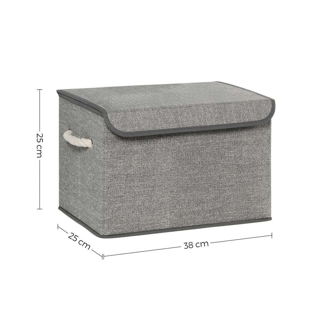 Úložné boxy s vekom, 3 ks, 38 x 25 x 25 cm, sivé-Vashome.sk