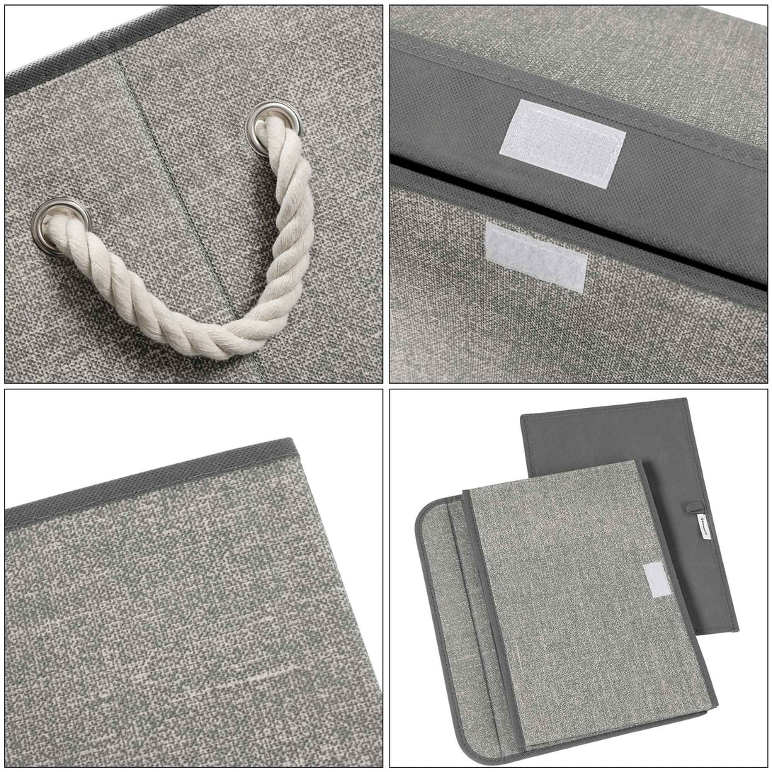 Úložné boxy s vekom, 3 ks, 38 x 25 x 25 cm, sivé-Vashome.sk