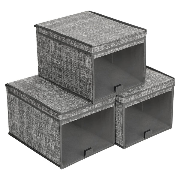 Úložné boxy skladacie, s okienkom, sada 3 ks, sivé | SONGMICS-Vashome.sk