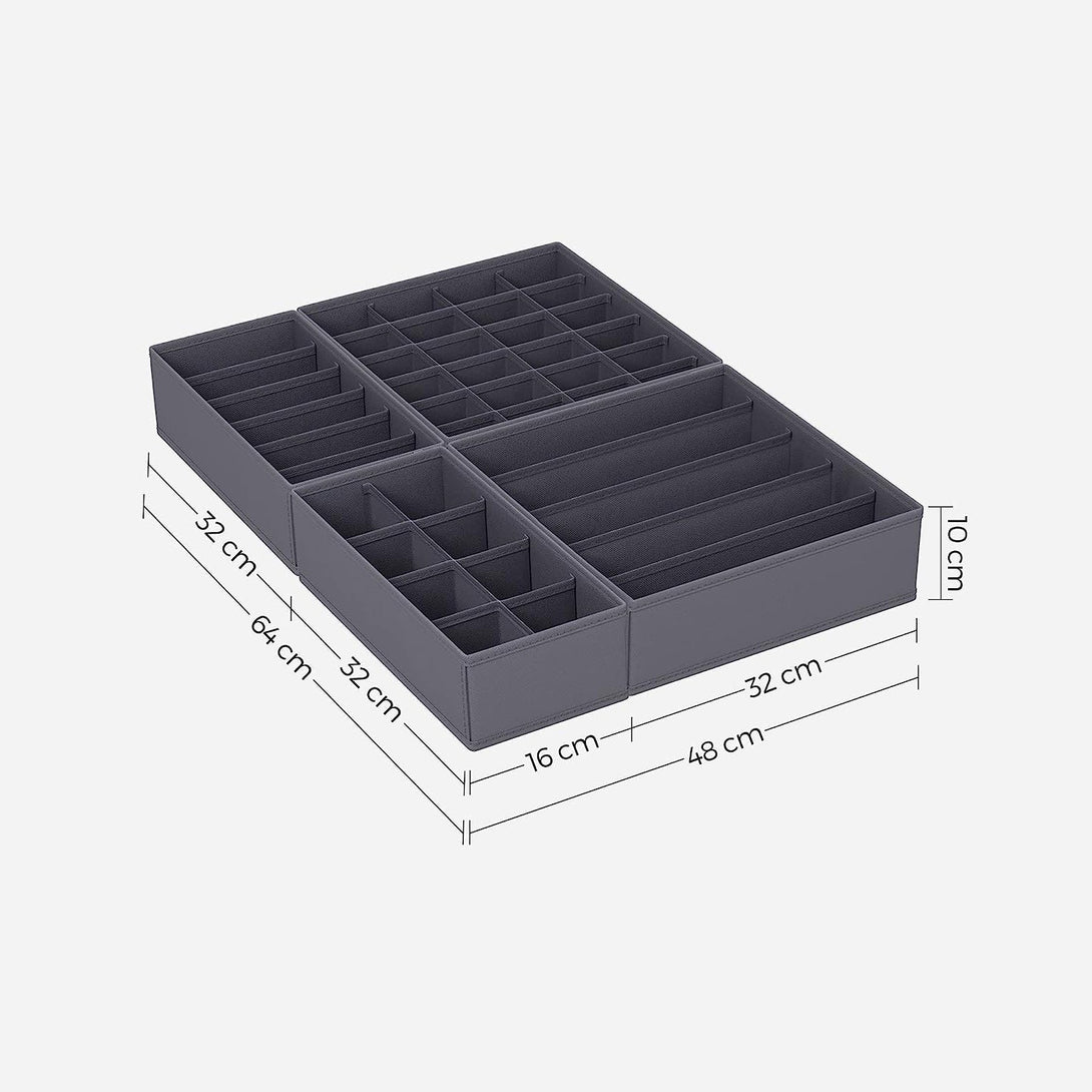 Úložné boxy, zásuvkový organizér, sada 8 ks, šedé | SONGMICS-Vashome.sk