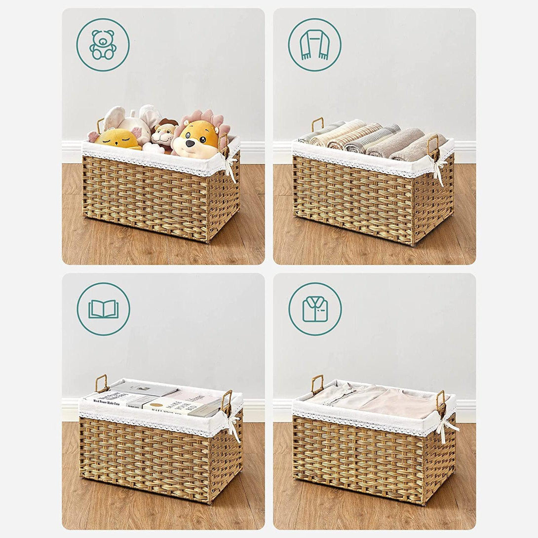 SONGMICS Úložný box 75L kôš na bielizeň Skladací kôš s 2 vyberateľnými vnútornými vreckami, prírodný