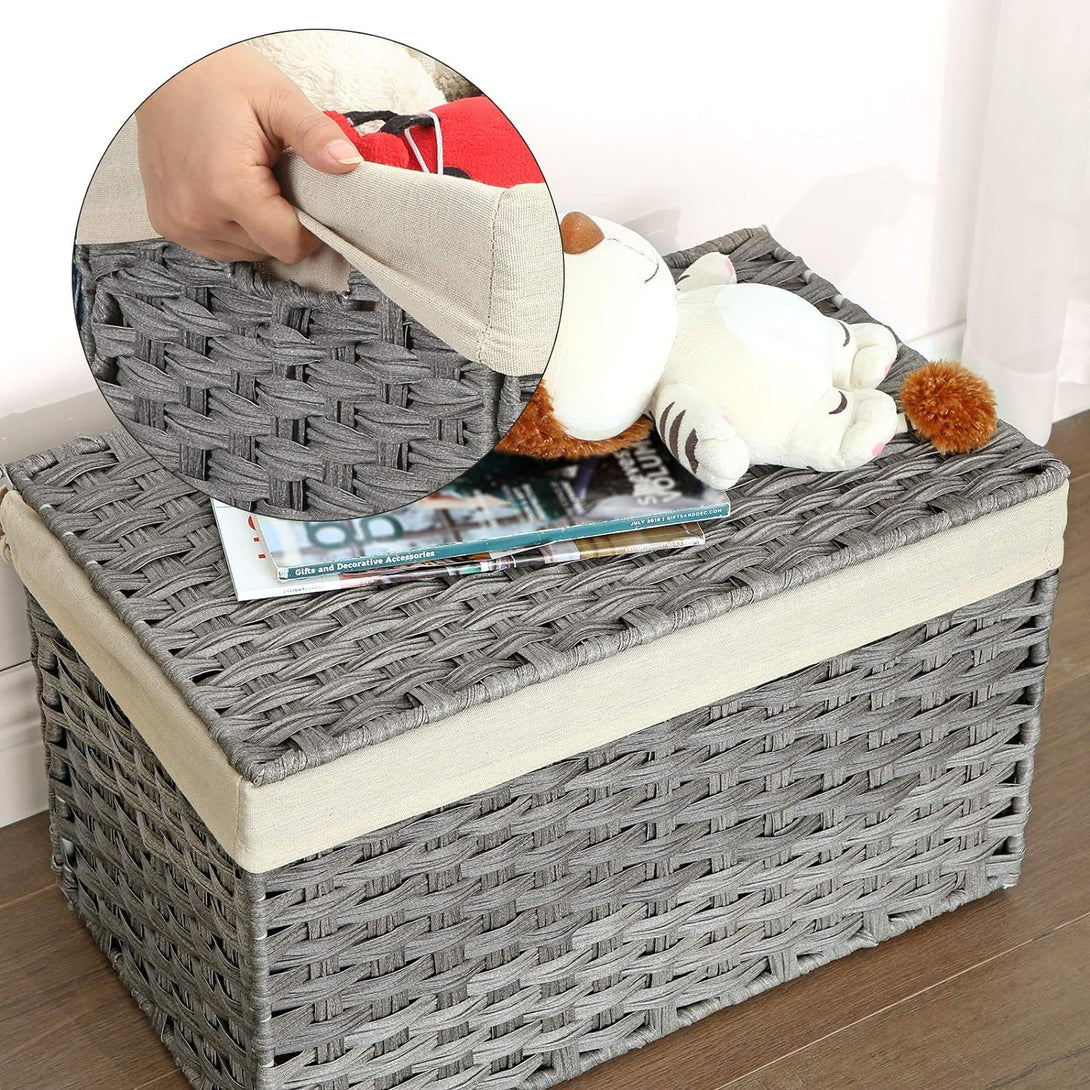 Úložný box v ratanovom štýle, úložný kôš 65 L, sivý | SONGMICS-Vashome.sk