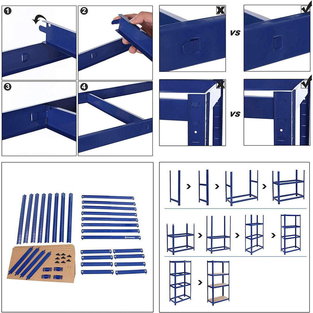 SONGMICS Policový regál s vysokou nosnosťou do 520 kg, 160 x 80 x 40 cm-Vashome.sk