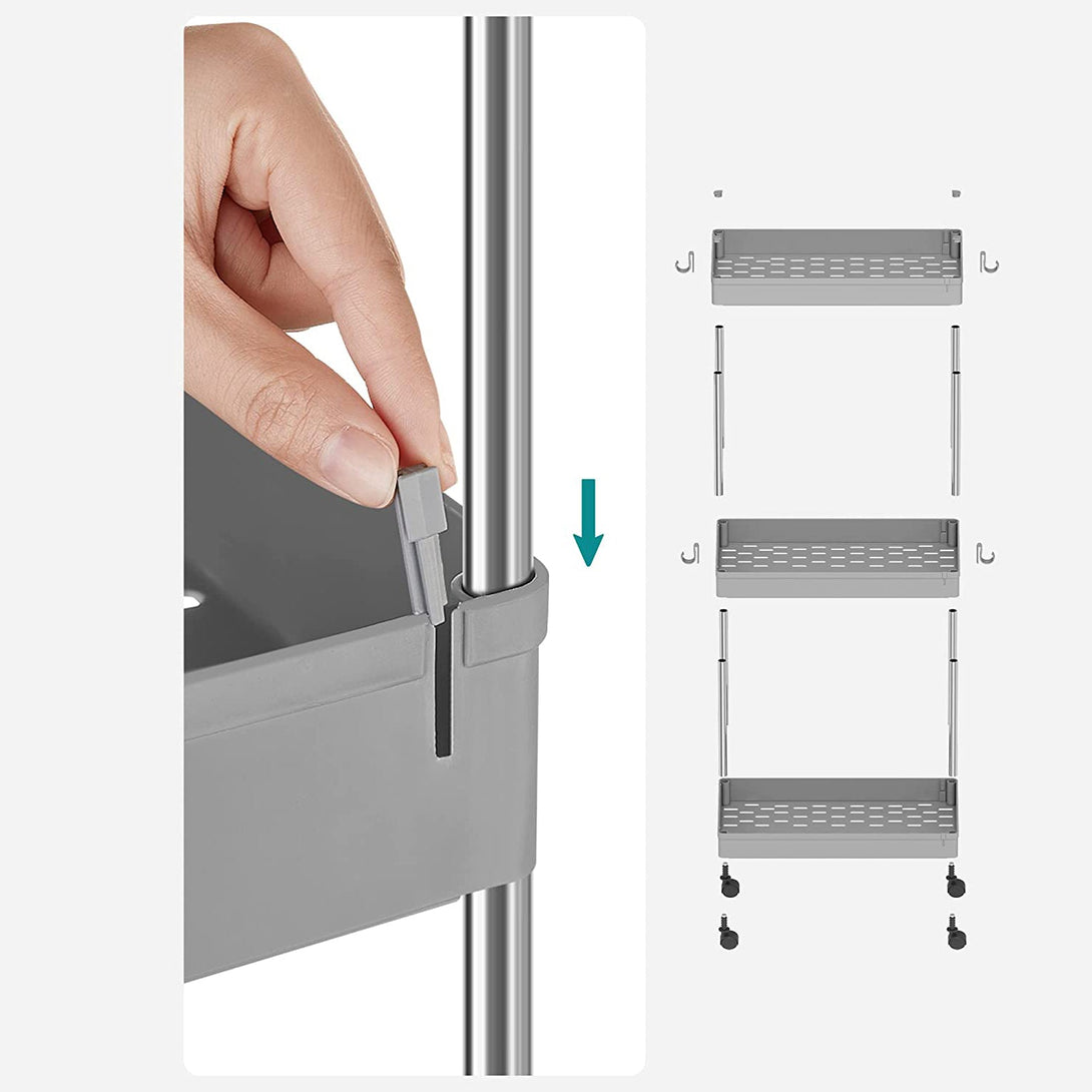 SONGMICS Úložný vozík 3-úrovňový, 40 x 22 x 60 cm, sivý-Vashome.sk