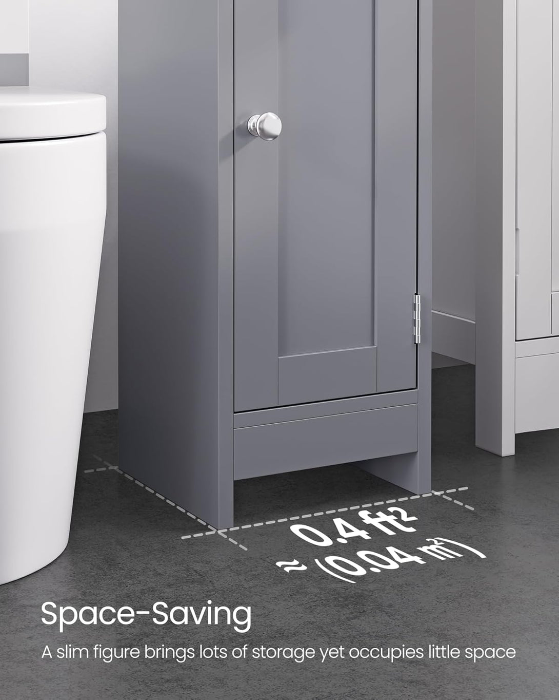 Úzka kúpeľňová podlahová úložná skrinka, voľne stojaca, 20 x 18 x 80 cm, sivá-Vashome.sk