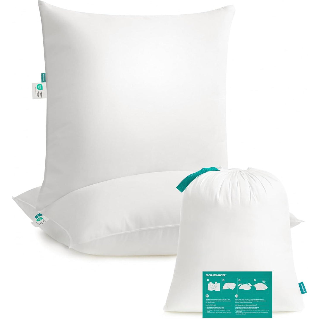 Vankúše 60 x 60 cm, sada 2 ks, náplň 800 g, s úložným vakom, biele-Vashome.sk