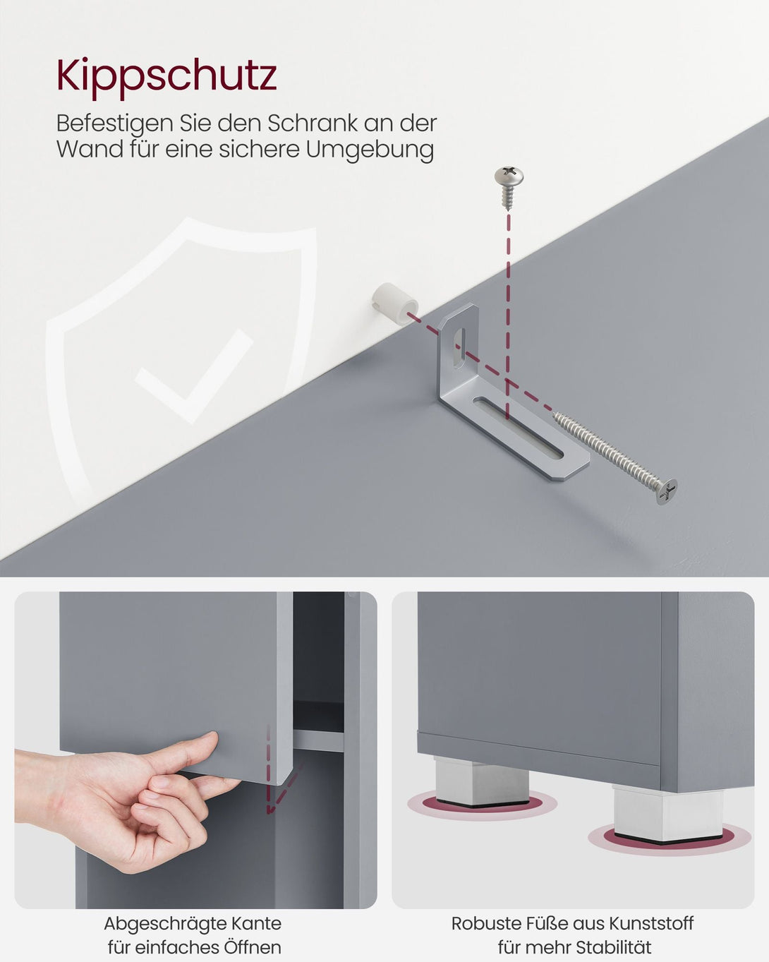 VASAGLE magas fürdőszobai szekrény 30×30×170 cm, misztikus szürke színben-Vashome.sk