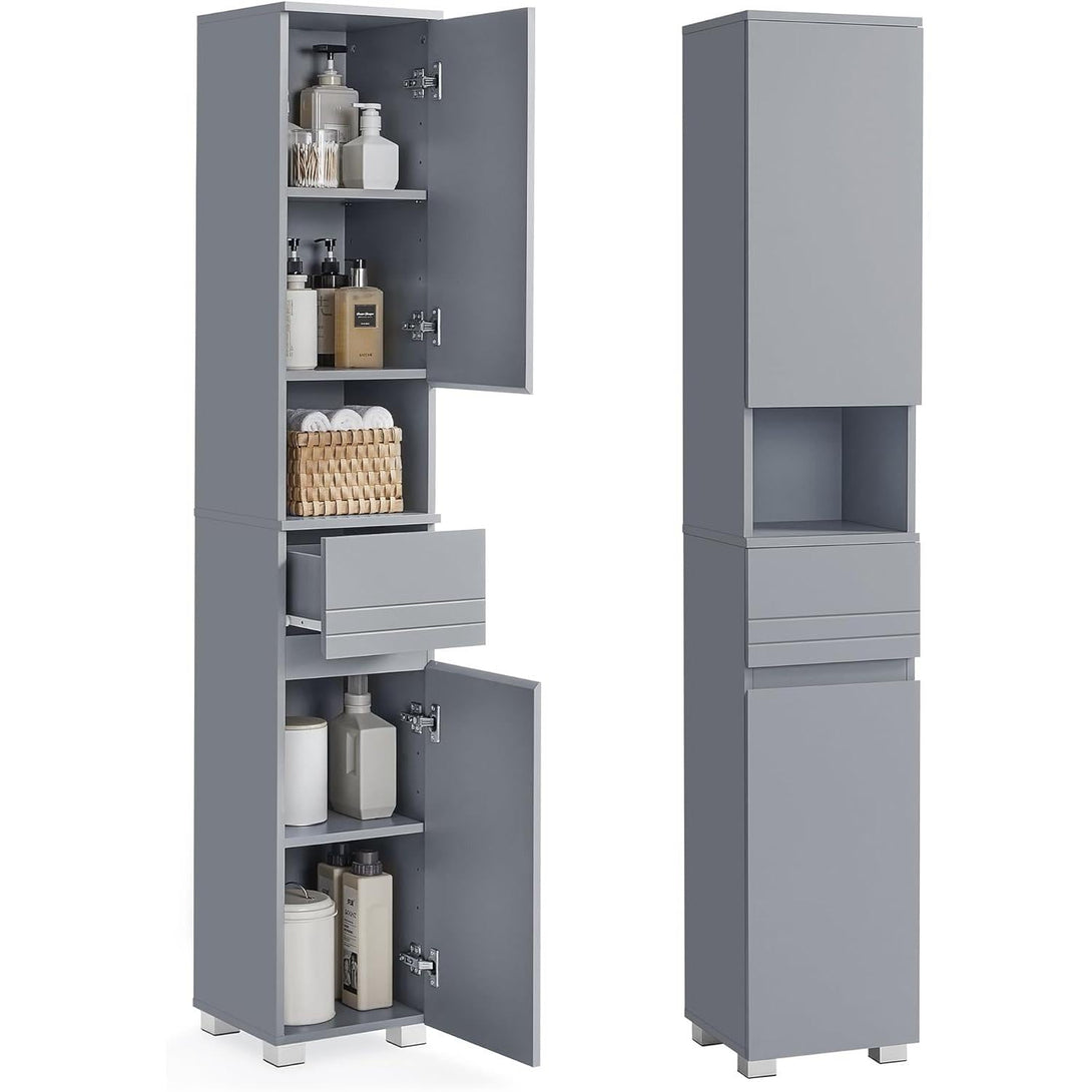 VASAGLE magas fürdőszobai szekrény 30×30×170 cm, misztikus szürke színben-Vashome.sk