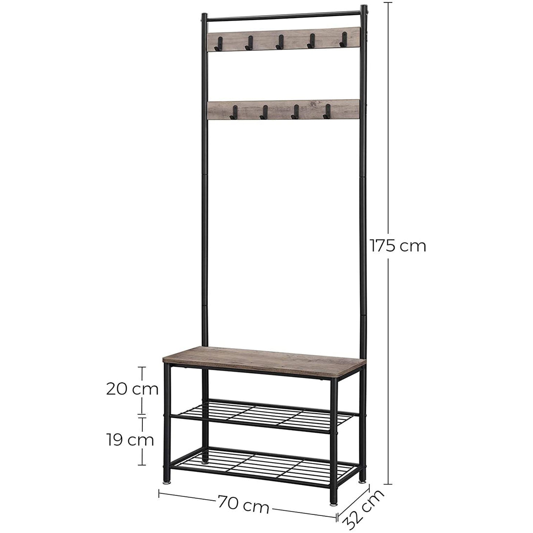 Vešiakový stojan na šaty s lavicou na topánky, výška 175 cm-Vashome.sk