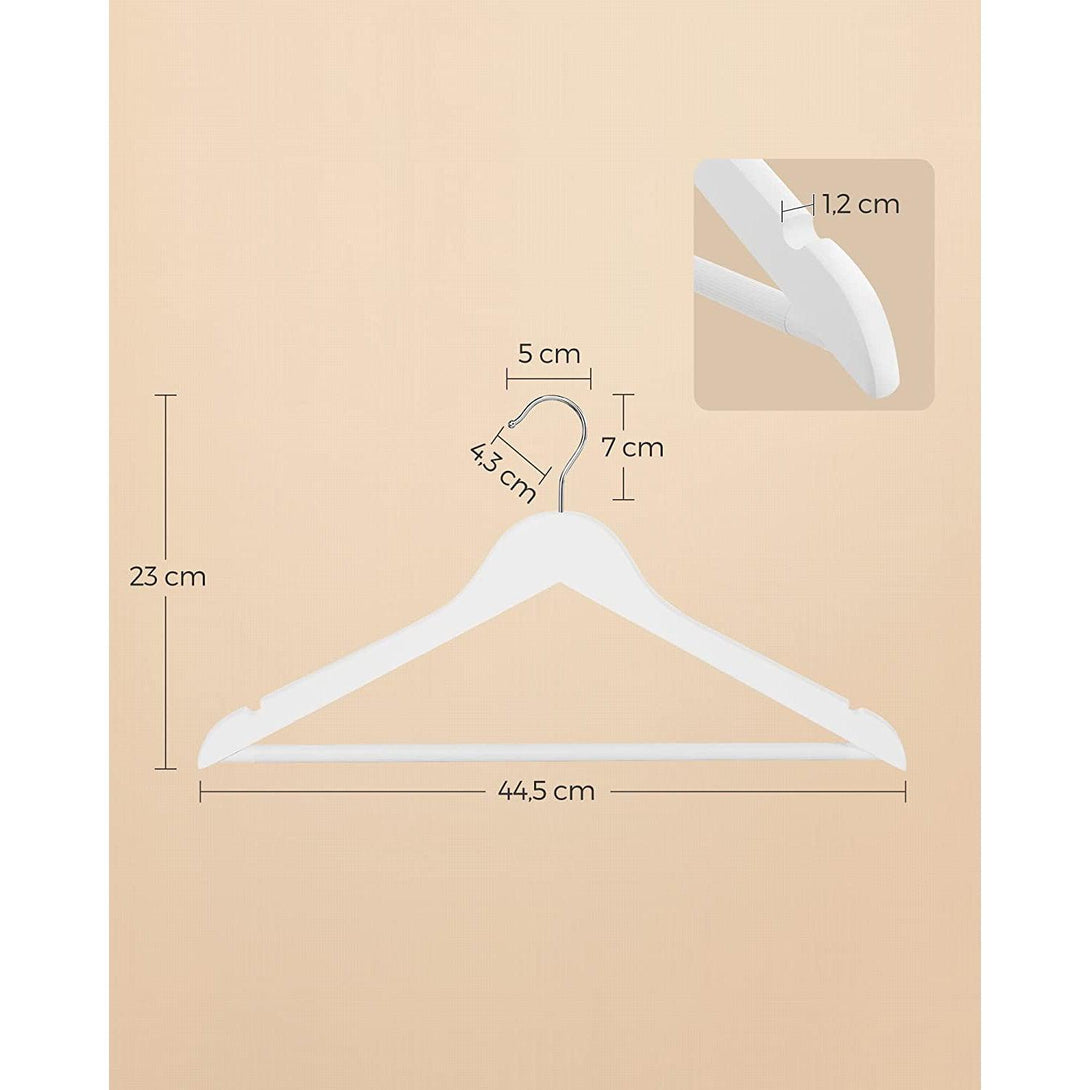 Vešiaky na šaty 10 ks, s protišmykovými nohavicovými tyčami, biele-Vashome.sk