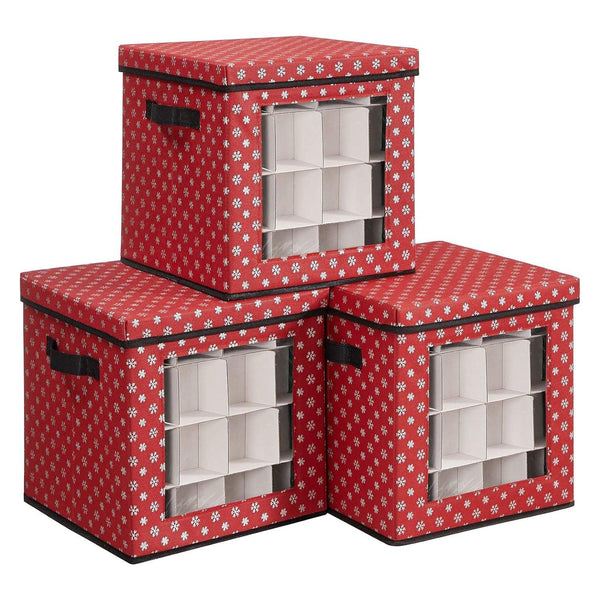 Vianočné úložné boxy na vianočné ozdoby, sada 3 ks, 64 miest, červené | SONGMICS-Vashome.sk