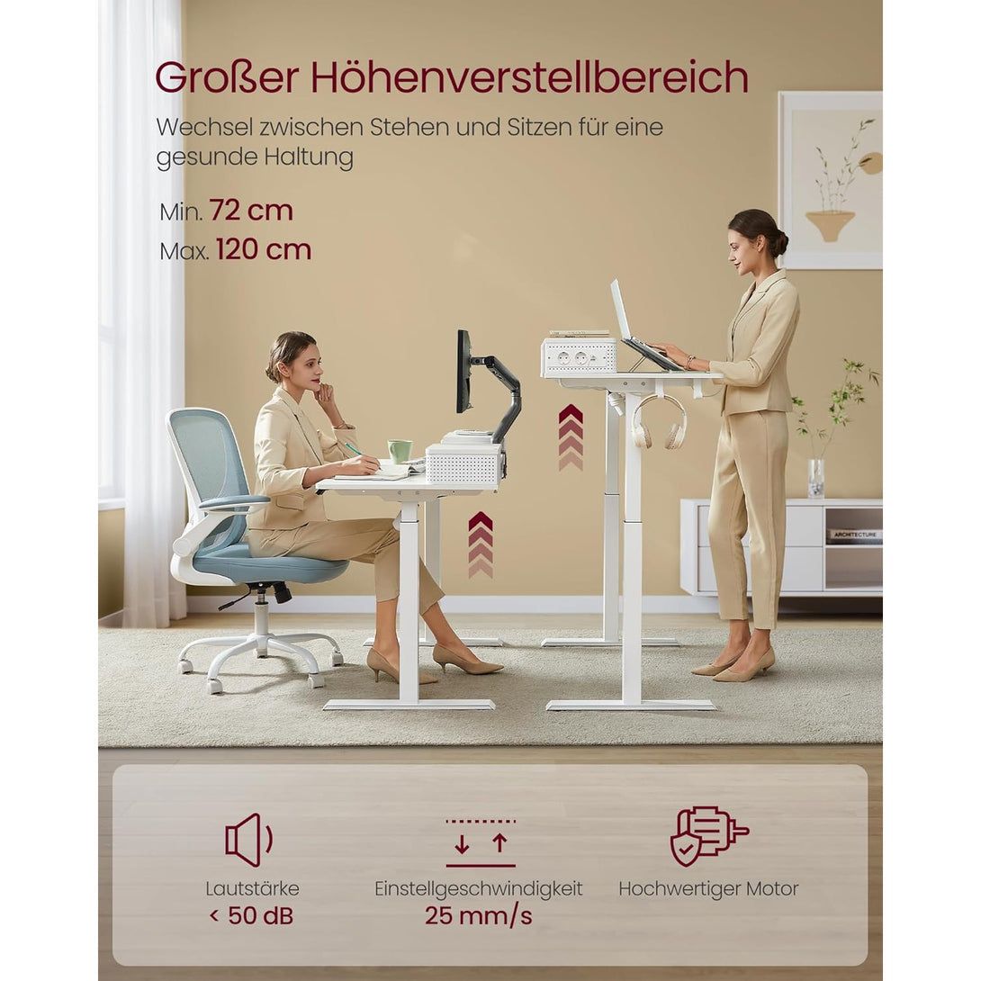 Magasságállítható elektromos íróasztal LED világítással, 60 x 120 x (72-120) cm, feher-Vashome.sk
