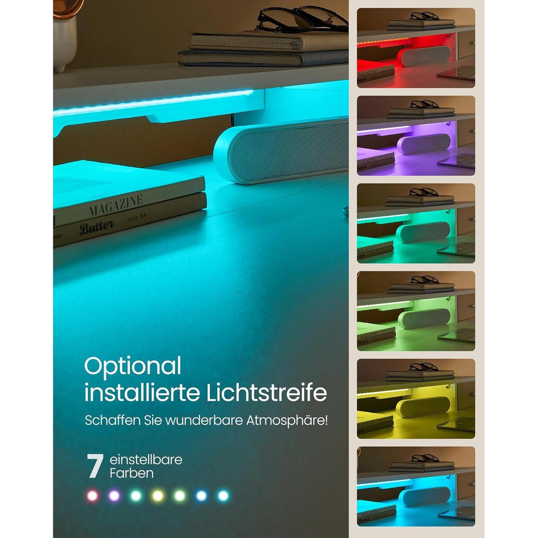 Magasságállítható elektromos íróasztal LED világítással, 60 x 120 x (72-120) cm, feher-Vashome.sk