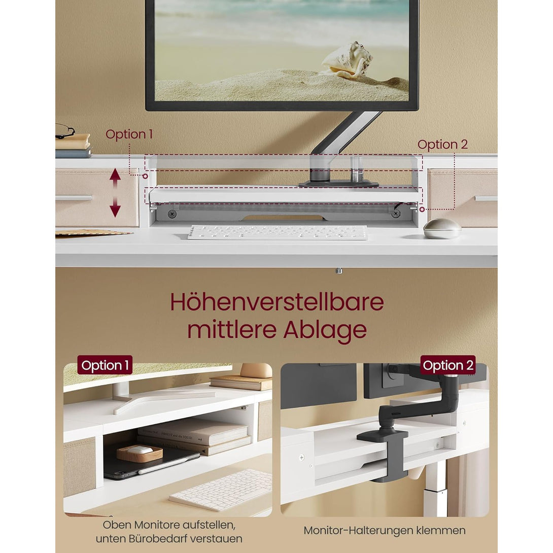 Magasságállítható elektromos íróasztal LED világítással, 60 x 120 x (72-120) cm, feher-Vashome.sk