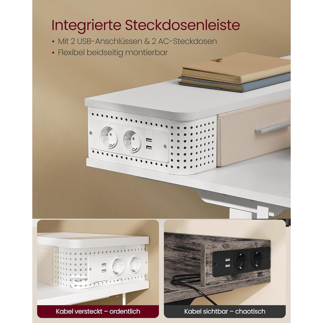 Magasságállítható elektromos íróasztal LED világítással, 60 x 120 x (72-120) cm, feher-Vashome.sk