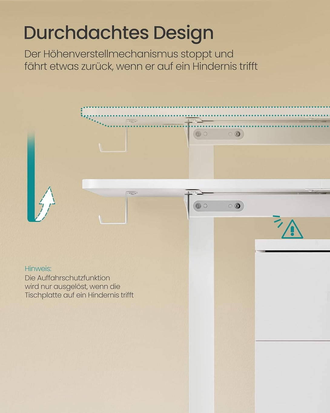 Výškovo nastaviteľný elektrický stôl, 60 x 140 x 72–120 cm, biely-Vashome.sk
