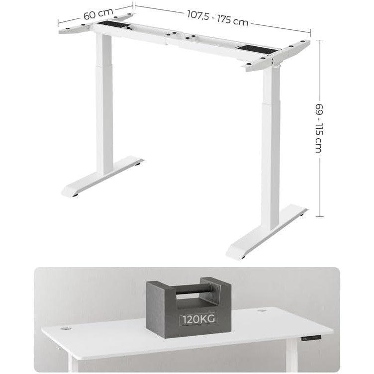 Výškovo nastaviteľný elektrický stôl, rám stola, bez stolovej dosky, biely |SONGMICS-Vashome.sk