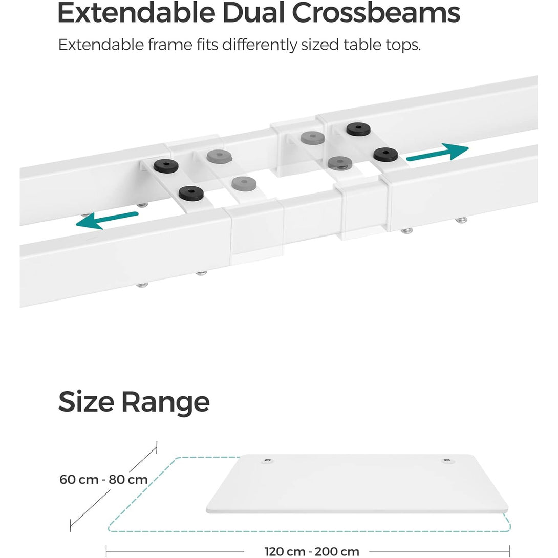 Výškovo nastaviteľný elektrický stôl, rám stola, bez stolovej dosky, biely |SONGMICS-Vashome.sk