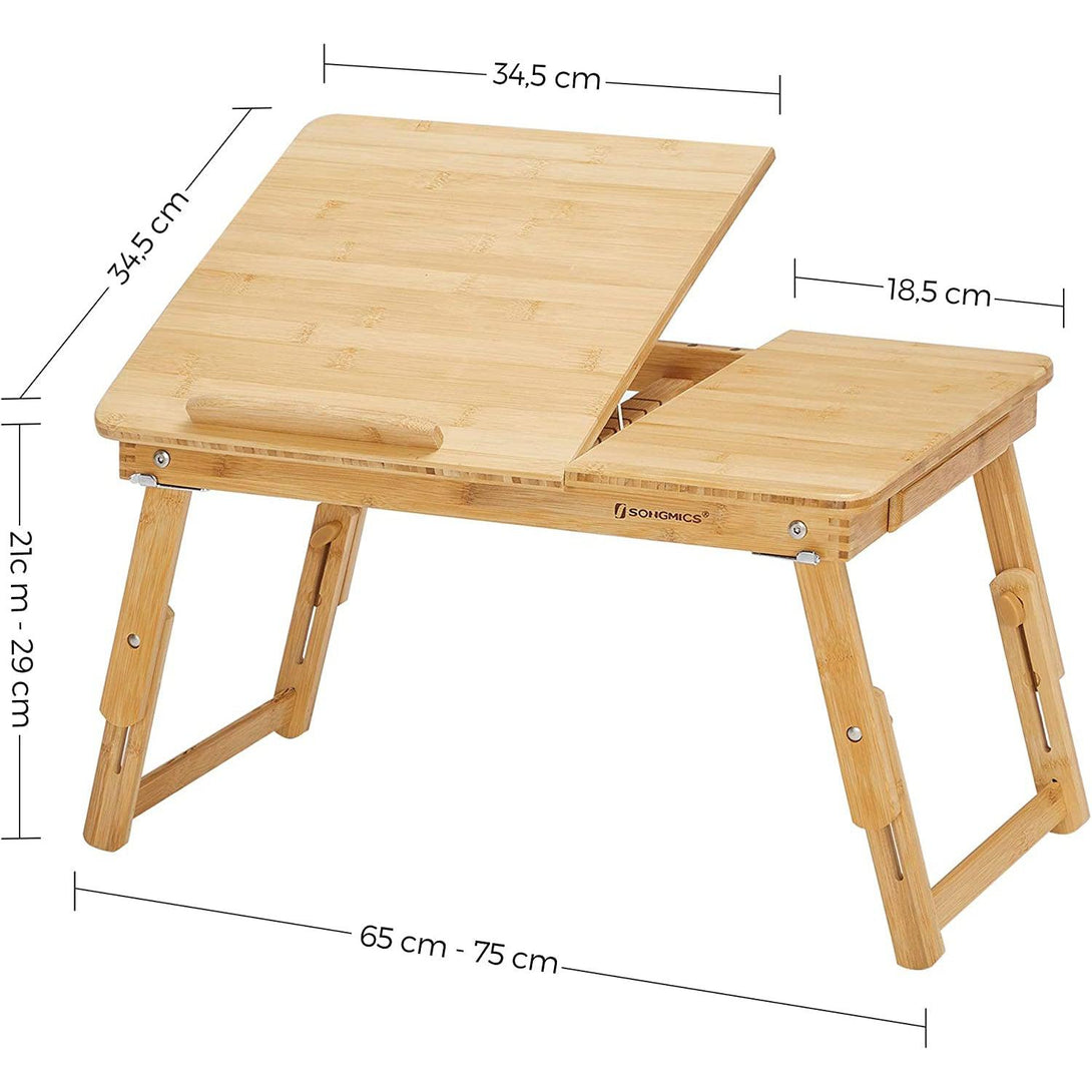 SONGMICS Výškovo nastaviteľný stolík na notebook, skladací bambusový stolík, 5 x (21-29) x 35 cm-Vashome.sk