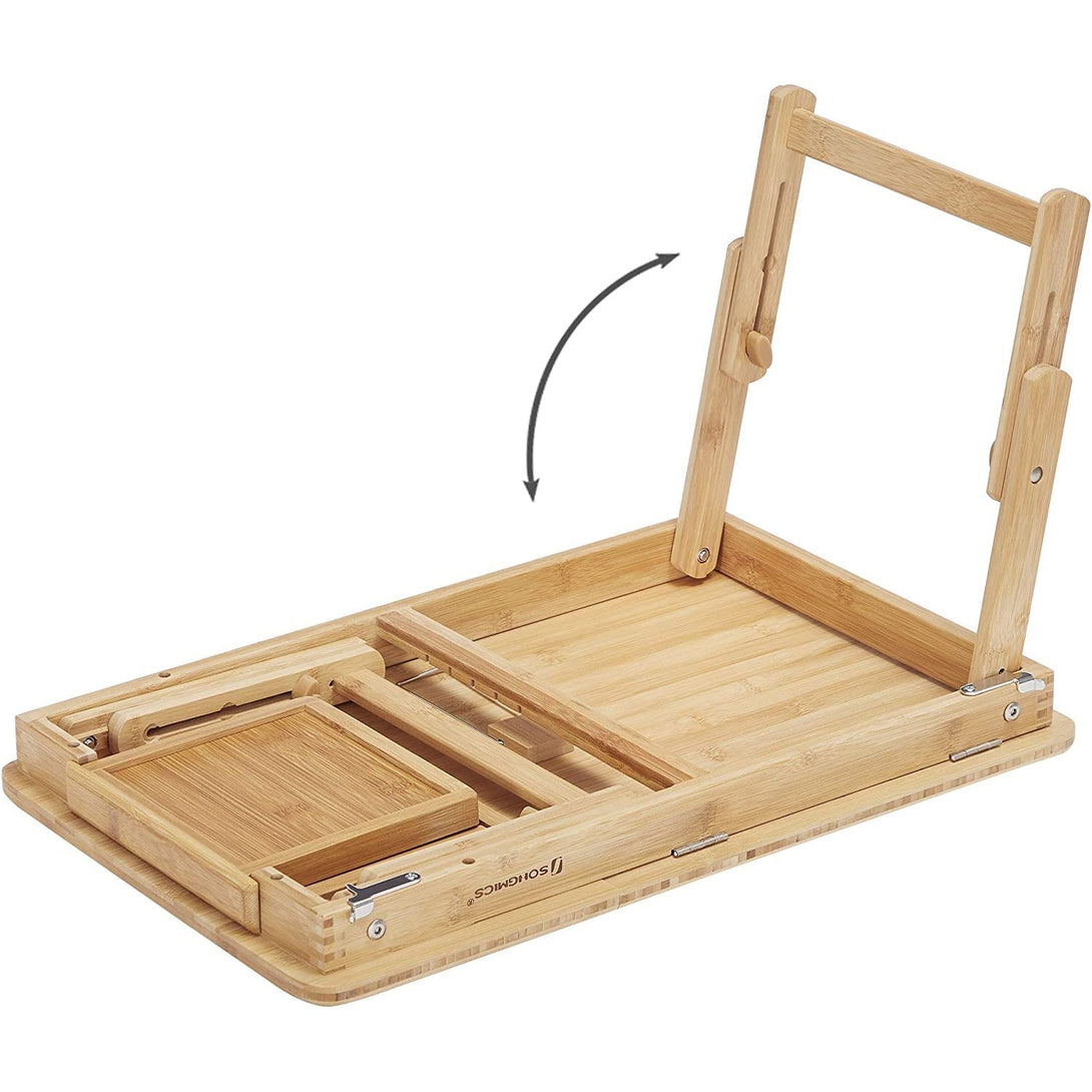 SONGMICS Výškovo nastaviteľný stolík na notebook, skladací bambusový stolík, 5 x (21-29) x 35 cm-Vashome.sk