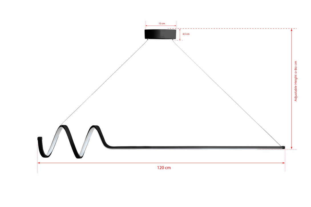 Závesná lampa, Waterwave - Black Body, White Light-Vashome.sk