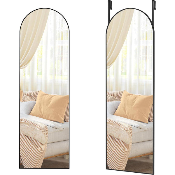 Zrkadlo v plnej dĺžke 120x40cm, zaoblené zrkadlo na stenu alebo dvere, čierny rám-Vashome.sk