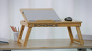 SONGMICS Výškovo nastaviteľný stolík na notebook, skladací bambusový stolík, 5 x (21-29) x 35 cm