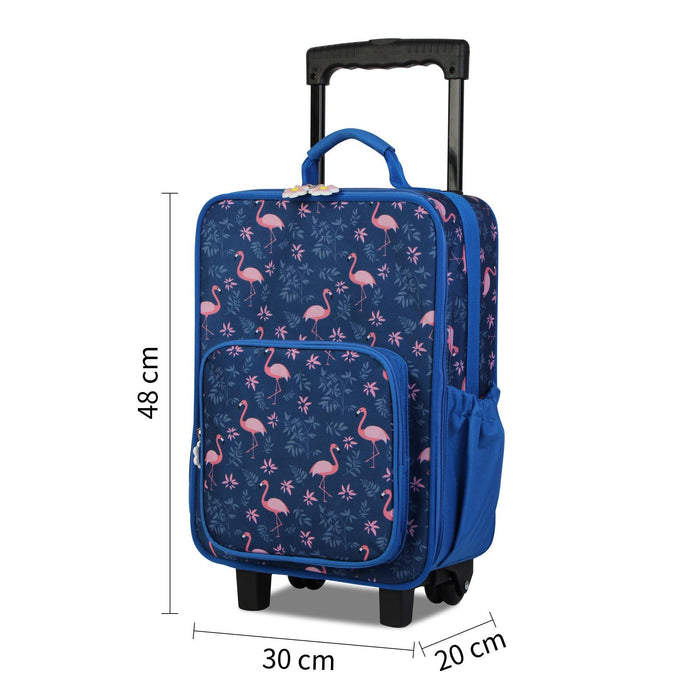 Detský kufor BONTOUR s 2 kolieskami, textilný, so vzorom Flamingo-Vashome.sk