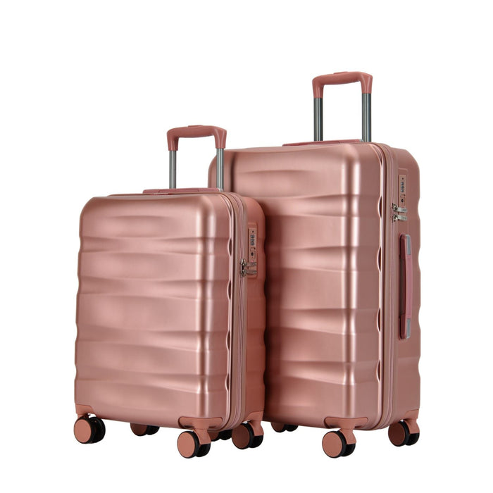 BONTOUR "Wave" Sada 2 kusov kufrov (S+M), 4-kolesový rolovací kufor s TSA zámkom, RoseGold-Vashome.sk
